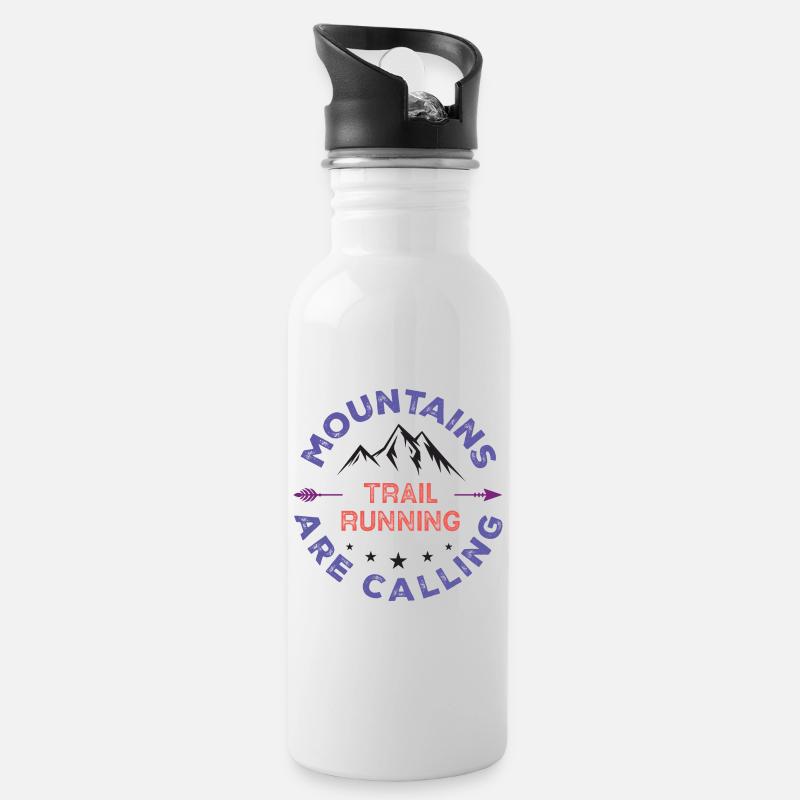 Trailrunning - Berge rufen - Trinkflasche mit integriertem Trinkhalm - Weiß