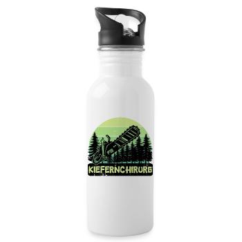Lumberjack Statement Wood Saw Tree Woodwork - Water bottle with straw - white - Right