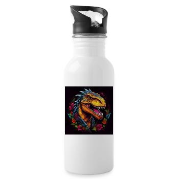 Affiche Tyrannosaurus Rex coloré T-Rex - Gourde avec paille intégrée - blanc - Droite