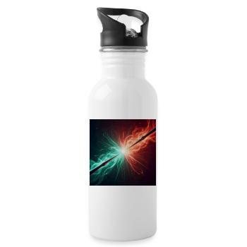 Zwei Zauberstäbe im Kampf - Trinkflasche mit integriertem Trinkhalm - Weiß - Rechts