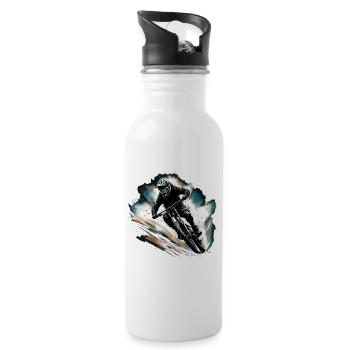 MTB Mountain Biking Mountain Bike Gift - Water bottle with straw - white - Right
