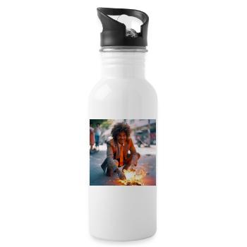 Der Brennende Mann 03 - Trinkflasche mit integriertem Trinkhalm - Weiß - Rechts