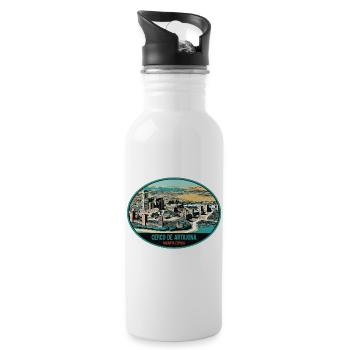 Castle of El Cerco: Navarrese Brilliance, Spain - Water bottle with straw - white - Right