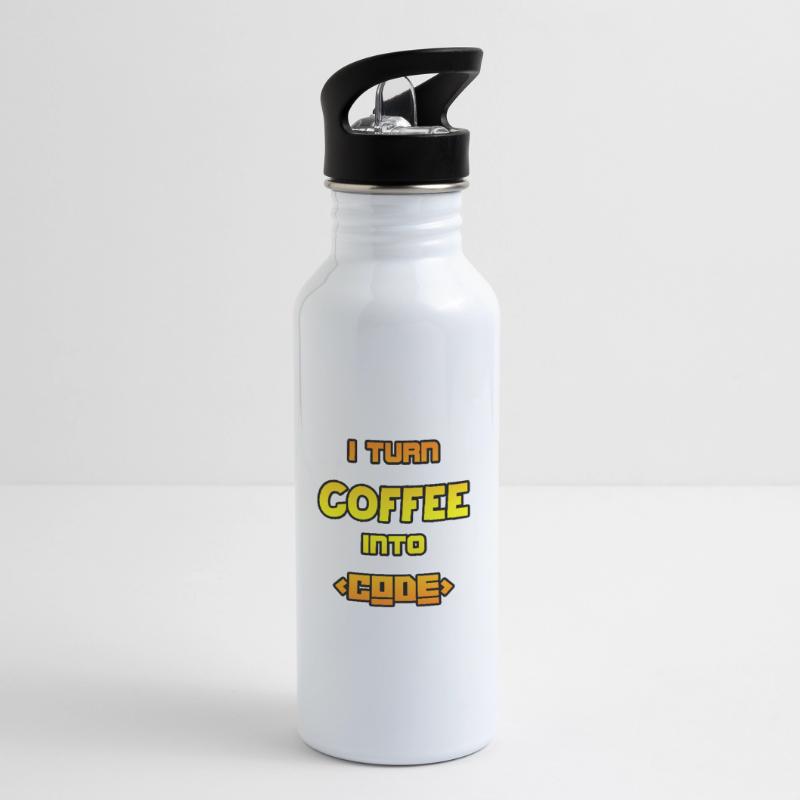 I turn coffee into code Water bottle with straw