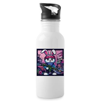 Bunny Bunny GTA Gamer Gun Lapin mignon Lol - Gourde avec paille intégrée - blanc - Droite