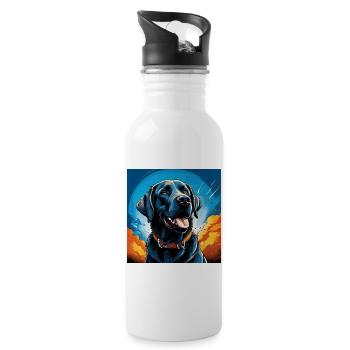 Popartlabrador - Water bottle with straw - white - Right