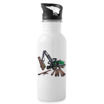 Woodwork, Wood, Wood, Wood, Lumberjack, Chainsaw, Forester - Water bottle with straw - white - Right