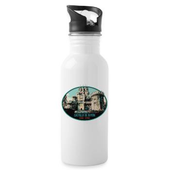 Illustration Château Butrón, Espagne - Gourde avec paille intégrée - blanc - Droite