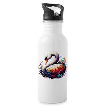 Cygne - Gourde avec paille intégrée - blanc - Droite
