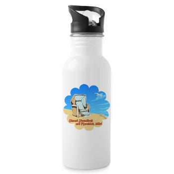 Strandkorb mit Meerblick Ferien Urlaub Erholung - Trinkflasche mit integriertem Trinkhalm - Weiß - Rechts