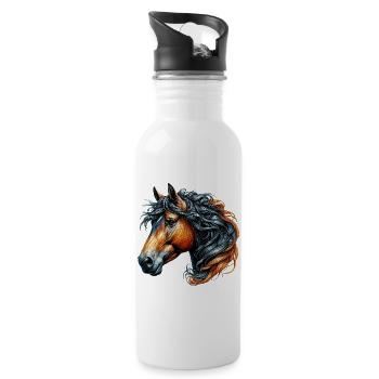 Cheval - Gourde avec paille intégrée - blanc - Droite