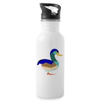 Joli Canard colvert coloré - Gourde avec paille intégrée - blanc - Droite