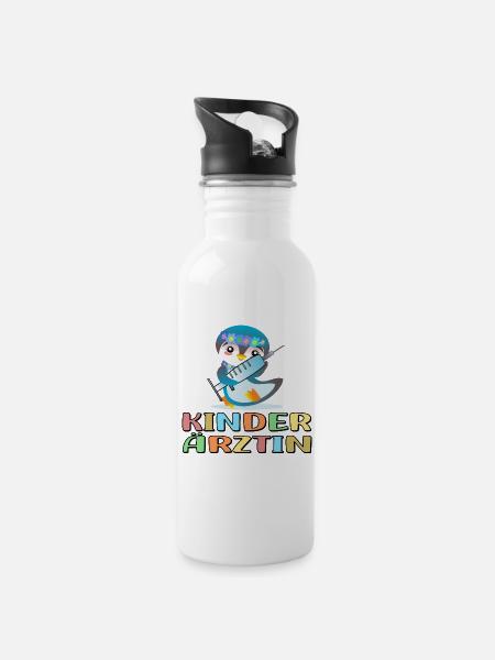 Kinderärztin Medizinerin Kinderheilkunde - PINGUIN - Trinkflasche mit integriertem Trinkhalm - Weiß
