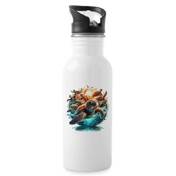 Turtles World Wonder Turtle Gift - Water bottle with straw - white - Right