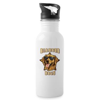 Chiens de diamant - Gourde avec paille intégrée - blanc - Droite