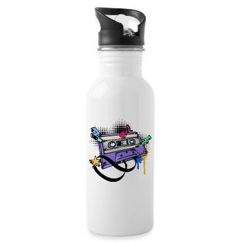 Funky Street Art Graffiti Kunst Strassenkunst - Water bottle with straw - white - Right