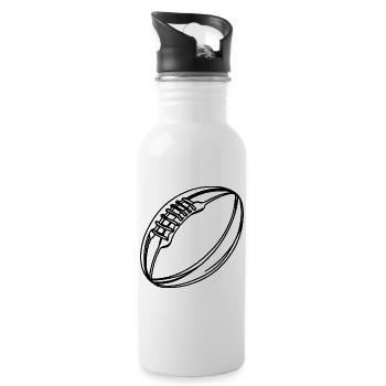 Rugby Ball - Trinkflasche mit integriertem Trinkhalm - Weiß - Rechts