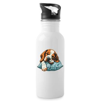 Beagle endormi - Gourde avec paille intégrée - blanc - Droite