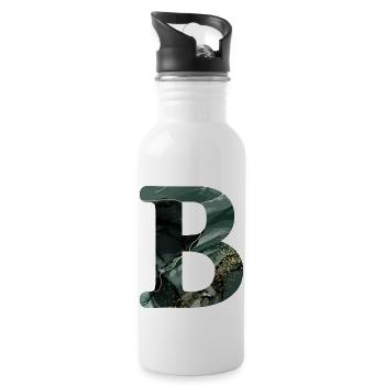 Green marbled letter b - Water bottle with straw - white - Right