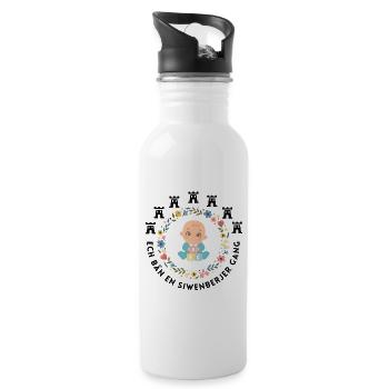 Siebenbürgen Kinder Design "Siwenberjer Gang" - Trinkflasche mit integriertem Trinkhalm - Weiß - Rechts