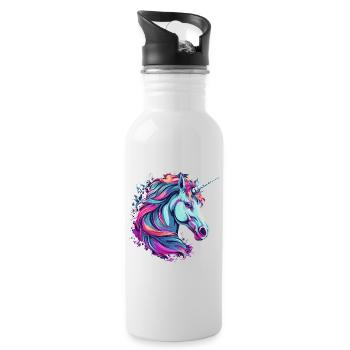 Licorne - Gourde avec paille intégrée - blanc - Droite