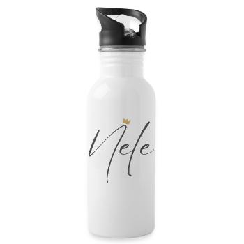 Prinzessin Nele Crown Hemd – Name mit Buchstabe N - Trinkflasche mit integriertem Trinkhalm - Weiß - Rechts
