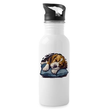 Beagle endormi - Gourde avec paille intégrée - blanc - Droite