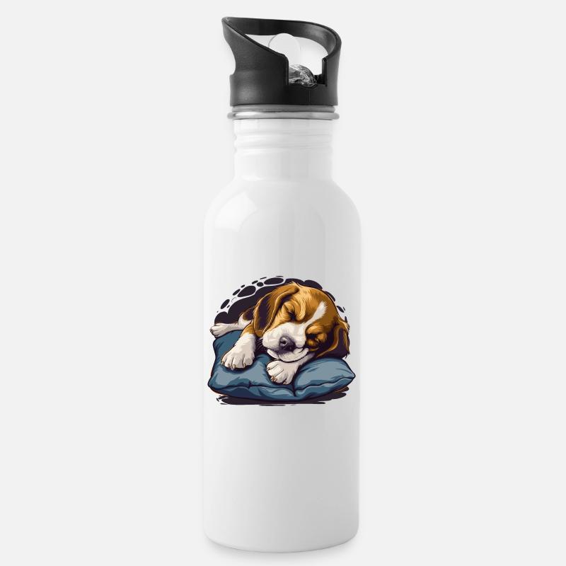 Beagle endormi - Gourde avec paille intégrée - blanc