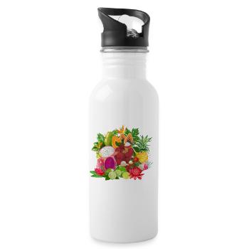 fruits et légumes tropicaux delicieux - Gourde avec paille intégrée - blanc - Droite