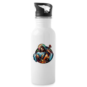 Cello music Jesus Christ design - Water bottle with straw - white - Right