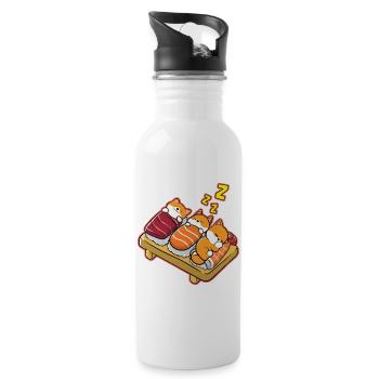 Shiba Inu Hund Sushi Japan Akita I Geschenk - Trinkflasche mit integriertem Trinkhalm - Weiß - Rechts