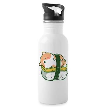 Shiba Inu Hund Sushi Japan Akita I Geschenk - Trinkflasche mit integriertem Trinkhalm - Weiß - Rechts