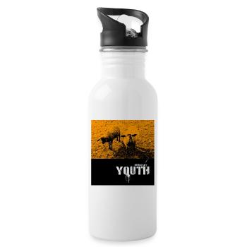 Naughty Sheep on Field with Graffiti Text - Water bottle with straw - white - Right