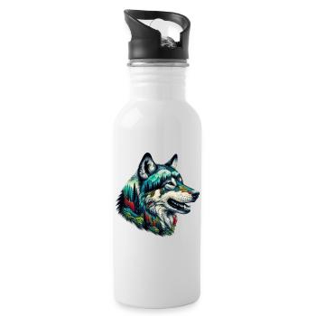 Loup - Gourde avec paille intégrée - blanc - Droite