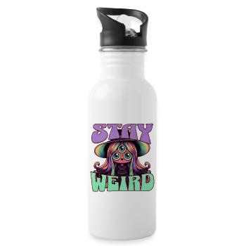 STAY WEIRD Cute and Creepy There Eyed Witch - Water bottle with straw - white - Right