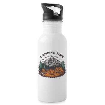 Camping Time Travel Adventure Holiday - Water bottle with straw - white - Right