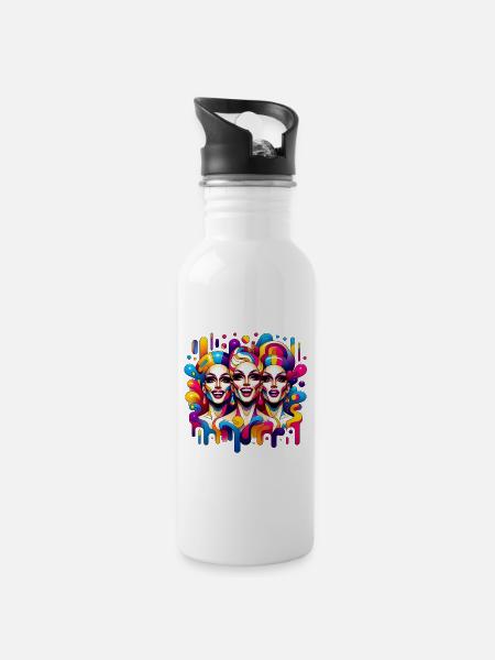 Queens' Jubel - Queens' Cheer - Trinkflasche mit integriertem Trinkhalm - Weiß