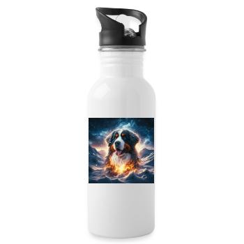 Berner Sennenhund - Trinkflasche mit integriertem Trinkhalm - Weiß - Rechts