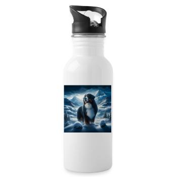 Berner Sennenhund - Trinkflasche mit integriertem Trinkhalm - Weiß - Rechts