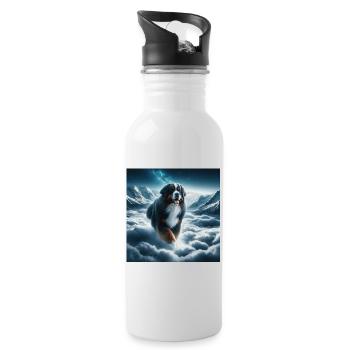 Berner Sennenhund - Trinkflasche mit integriertem Trinkhalm - Weiß - Rechts