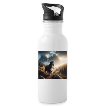 Berner Sennenhund - Trinkflasche mit integriertem Trinkhalm - Weiß - Rechts
