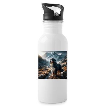 Berner Sennenhund - Trinkflasche mit integriertem Trinkhalm - Weiß - Rechts