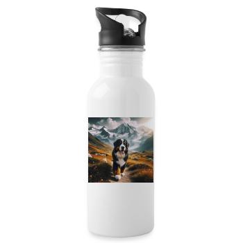 Berner Sennenhund - Trinkflasche mit integriertem Trinkhalm - Weiß - Rechts
