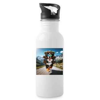 Berner Sennenhund - Trinkflasche mit integriertem Trinkhalm - Weiß - Rechts