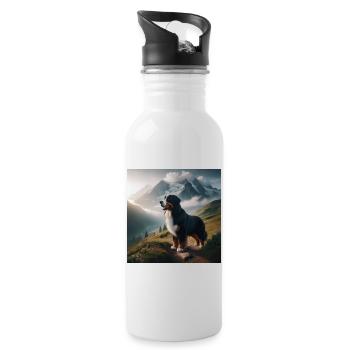 Berner Sennenhund - Trinkflasche mit integriertem Trinkhalm - Weiß - Rechts