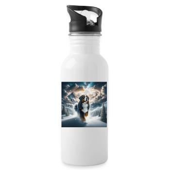Berner Sennenhund - Trinkflasche mit integriertem Trinkhalm - Weiß - Rechts