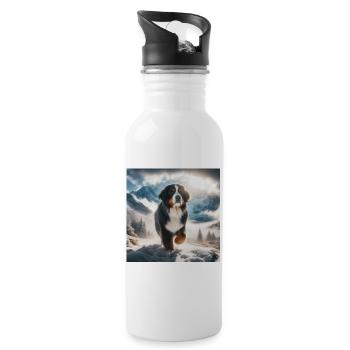 Berner Sennenhund - Trinkflasche mit integriertem Trinkhalm - Weiß - Rechts