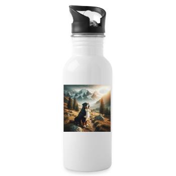 Bernese mountain dog - Water bottle with straw - white - Right