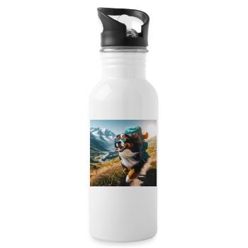 Berner Sennenhund - Trinkflasche mit integriertem Trinkhalm - Weiß - Rechts
