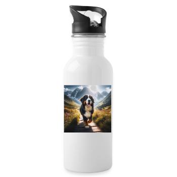 Berner Sennenhund - Trinkflasche mit integriertem Trinkhalm - Weiß - Rechts